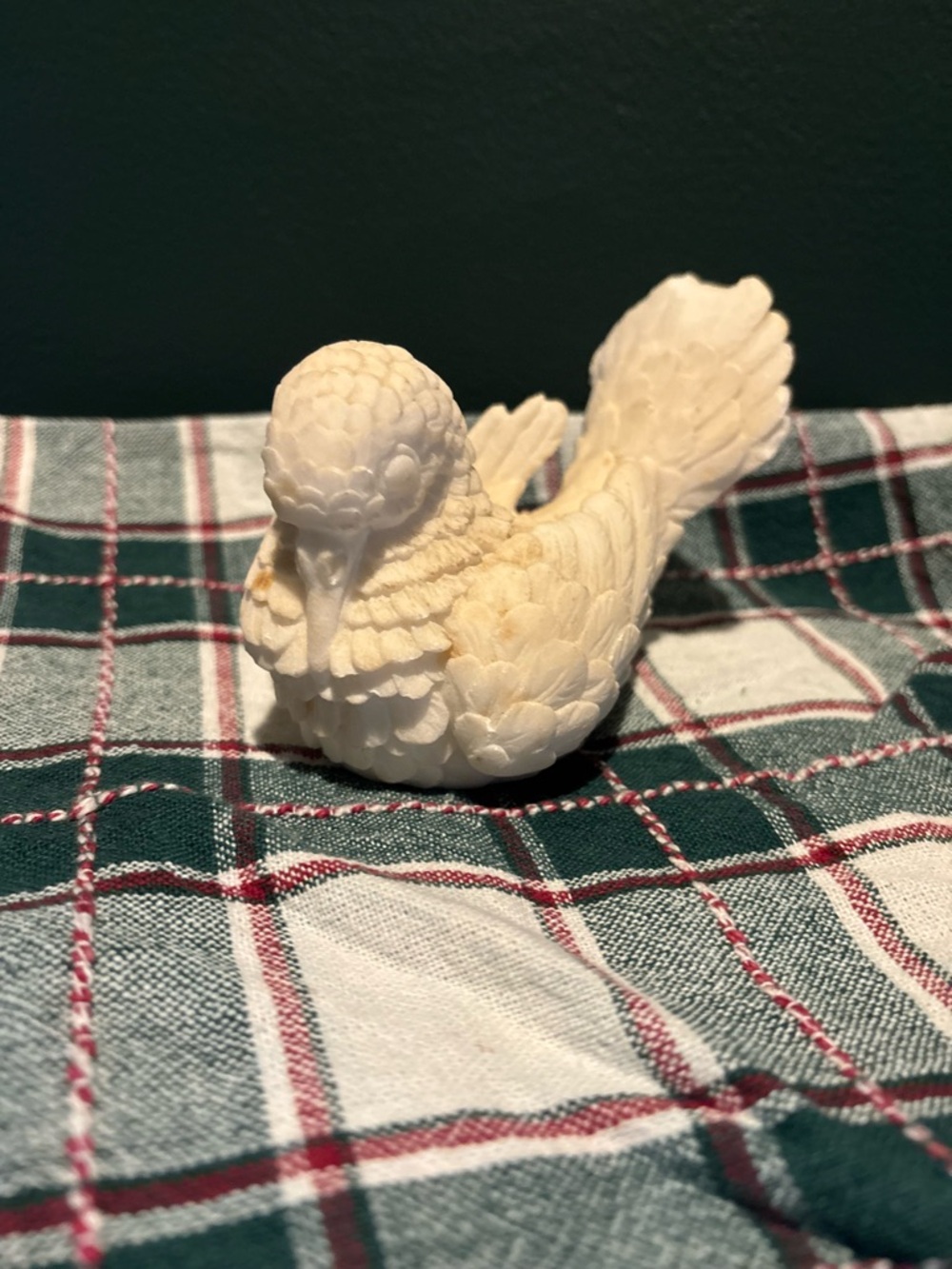 VTG A Santini Carved Alabaster White Decorative Love Bird Dove Figurine